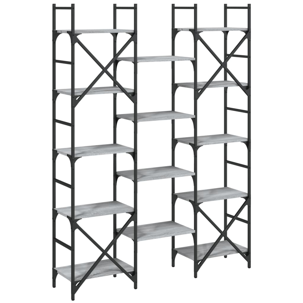 Boekenkast 27,5X28,5X72,5 Cm Bewerkt Hout Eiken 127.5 x 28.5 x 172.5 cm Grijs sonoma