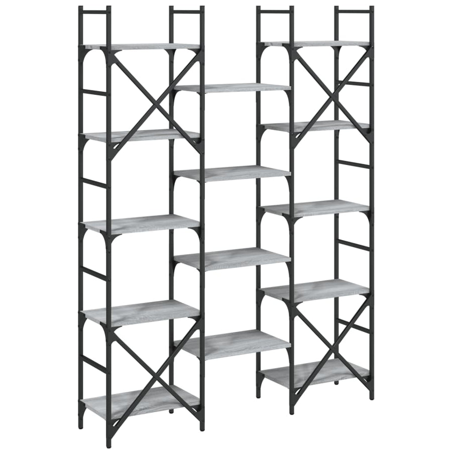 Boekenkast 27,5X28,5X72,5 Cm Bewerkt Hout Eiken 127.5 x 28.5 x 172.5 cm Grijs sonoma