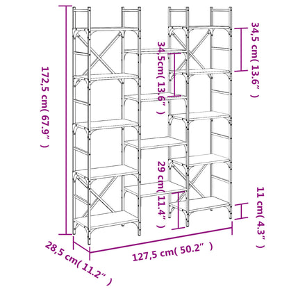 Boekenkast 27,5X28,5X72,5 Cm Bewerkt Hout Eiken 127.5 x 28.5 x 172.5 cm Grijs sonoma