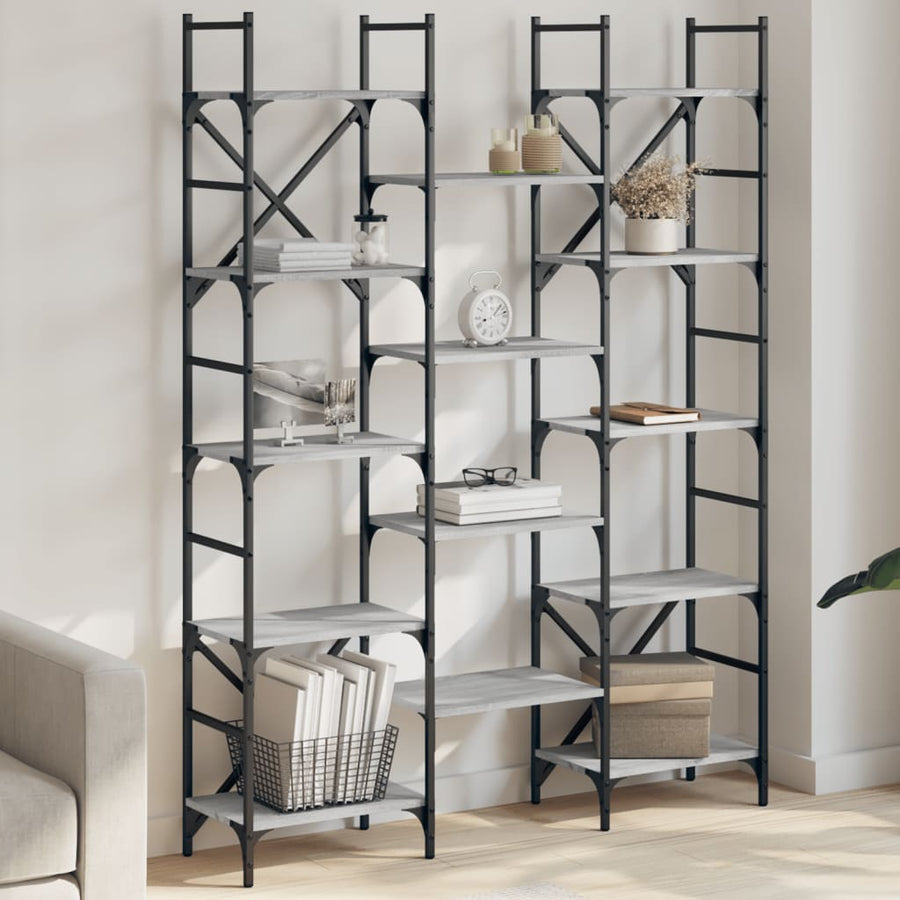 Boekenkast 27,5X28,5X72,5 Cm Bewerkt Hout Eiken 127.5 x 28.5 x 172.5 cm Grijs sonoma