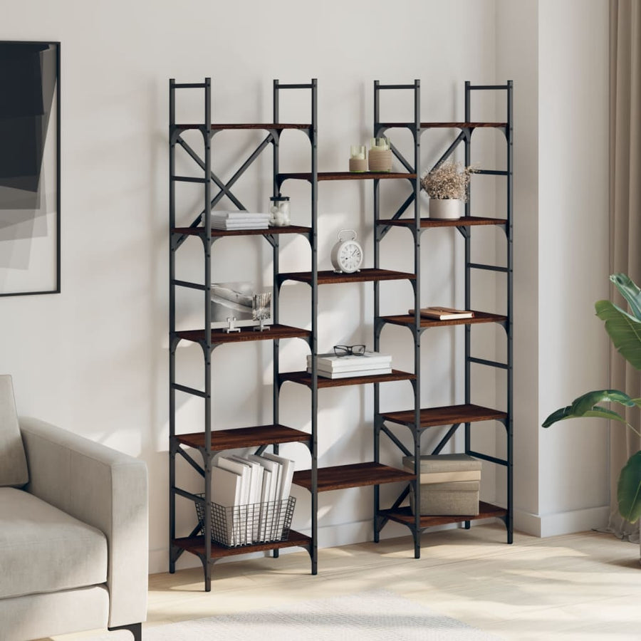 Boekenkast 27,5X28,5X72,5 Cm Bewerkt Hout Bruineikenkleurig 127.5 x 28.5 x 172.5 cm bruin eikenkleur