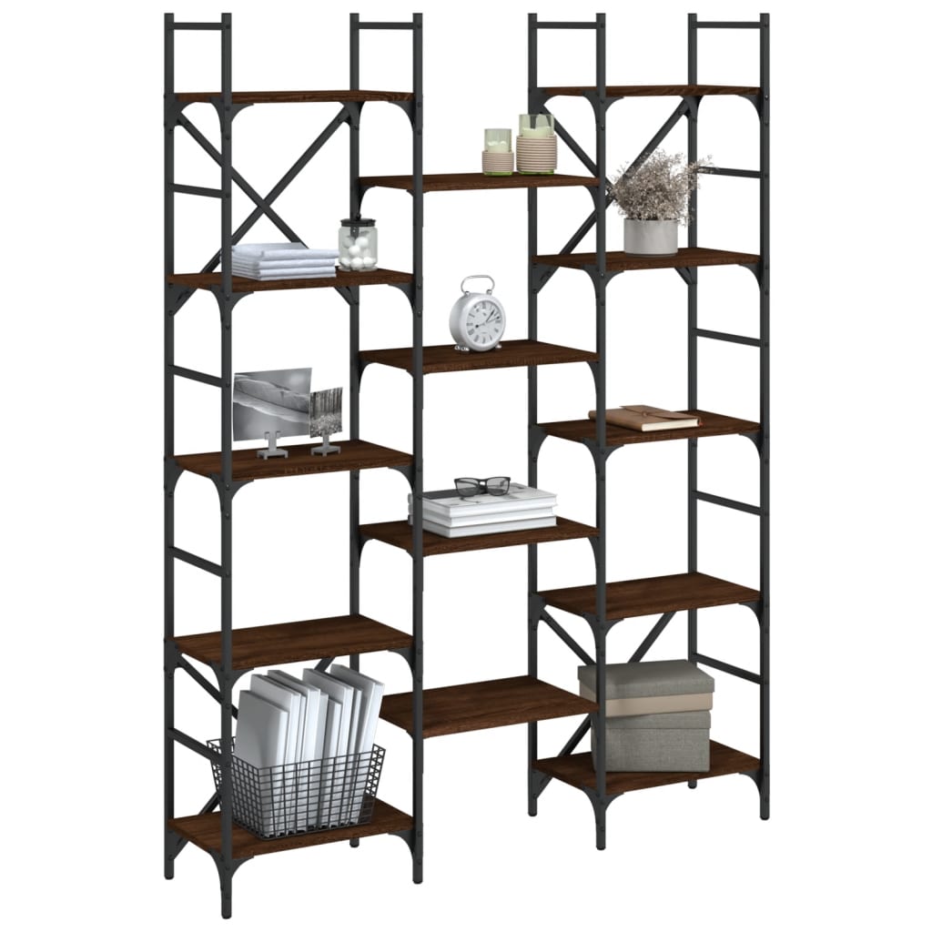 Boekenkast 27,5X28,5X72,5 Cm Bewerkt Hout Bruineikenkleurig 127.5 x 28.5 x 172.5 cm bruin eikenkleur