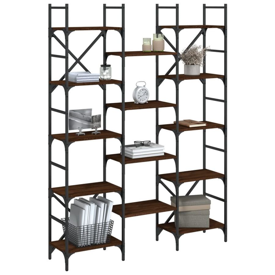 Boekenkast 27,5X28,5X72,5 Cm Bewerkt Hout Bruineikenkleurig 127.5 x 28.5 x 172.5 cm bruin eikenkleur
