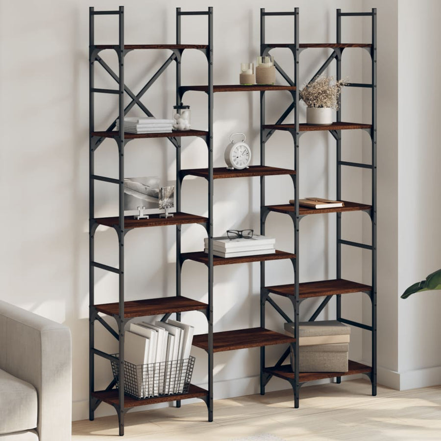 Boekenkast 27,5X28,5X72,5 Cm Bewerkt Hout Bruineikenkleurig 127.5 x 28.5 x 172.5 cm bruin eikenkleur