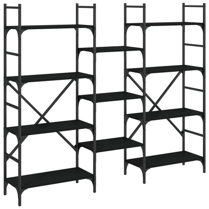 Boekenkast 60X28,5X36,5 Cm Bewerkt Hout 160 x 28.5 x 136.5 cm Zwart