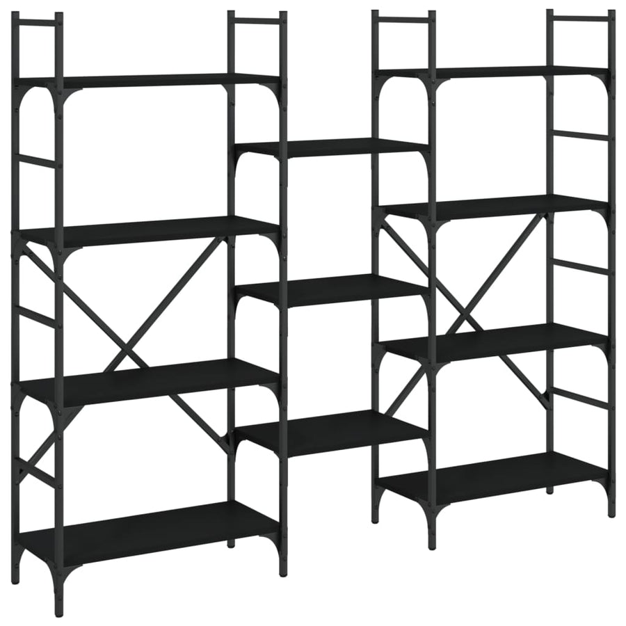 Boekenkast 60X28,5X36,5 Cm Bewerkt Hout 160 x 28.5 x 136.5 cm Zwart