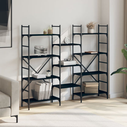 Boekenkast 60X28,5X36,5 Cm Bewerkt Hout 160 x 28.5 x 136.5 cm Zwart
