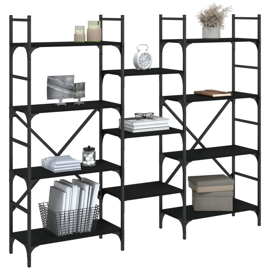 Boekenkast 60X28,5X36,5 Cm Bewerkt Hout 160 x 28.5 x 136.5 cm Zwart
