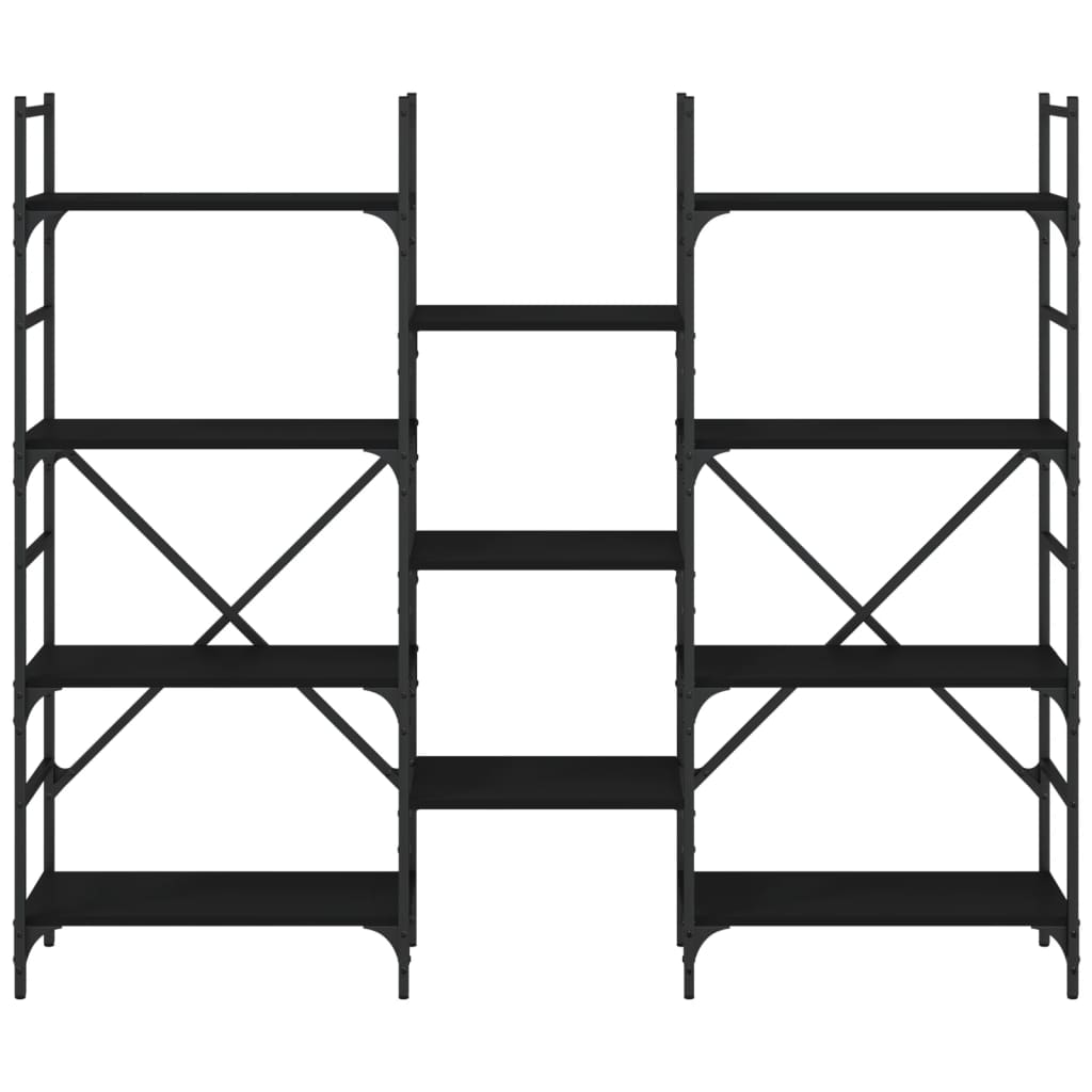Boekenkast 60X28,5X36,5 Cm Bewerkt Hout 160 x 28.5 x 136.5 cm Zwart