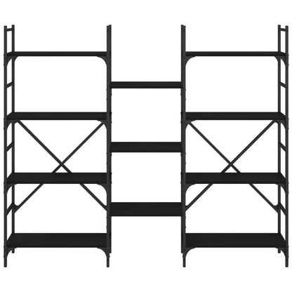Boekenkast 60X28,5X36,5 Cm Bewerkt Hout 160 x 28.5 x 136.5 cm Zwart