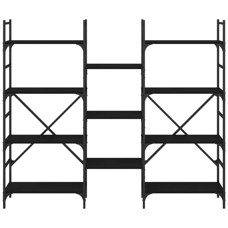 Boekenkast 60X28,5X36,5 Cm Bewerkt Hout 160 x 28.5 x 136.5 cm Zwart
