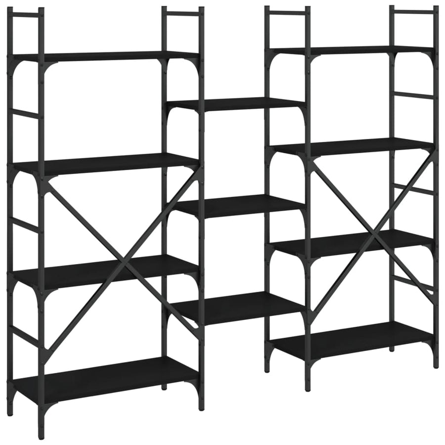 Boekenkast 60X28,5X36,5 Cm Bewerkt Hout 160 x 28.5 x 136.5 cm Zwart