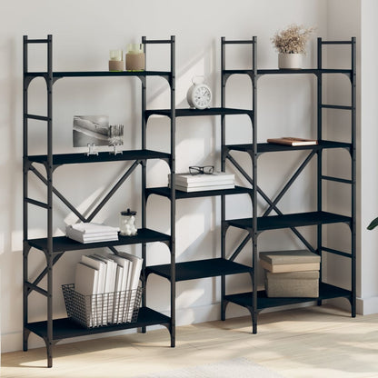 Boekenkast 60X28,5X36,5 Cm Bewerkt Hout 160 x 28.5 x 136.5 cm Zwart