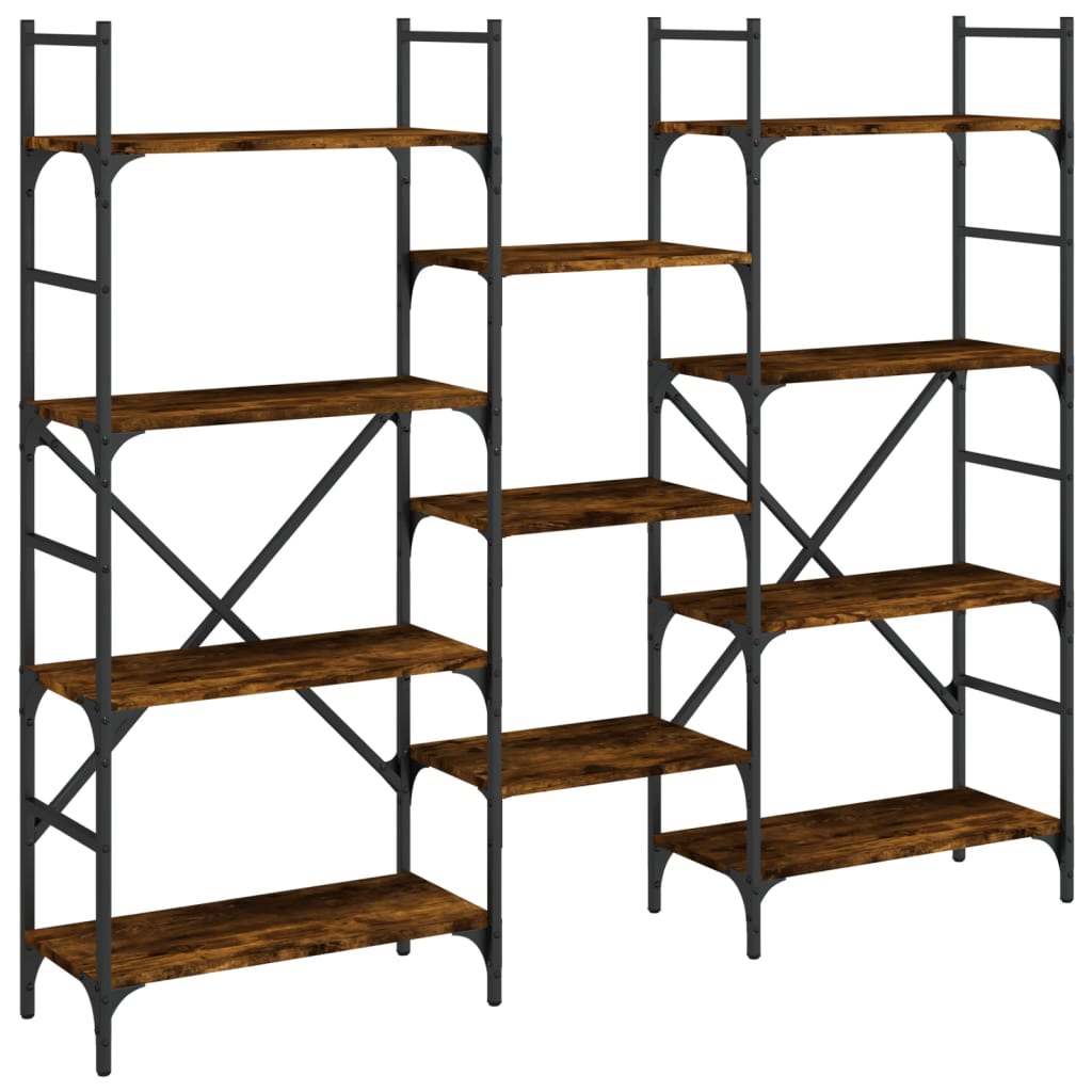Boekenkast 160X28,5X136,5 Cm Bewerkt Hout Kleurig Gerookt Eiken 160 cm