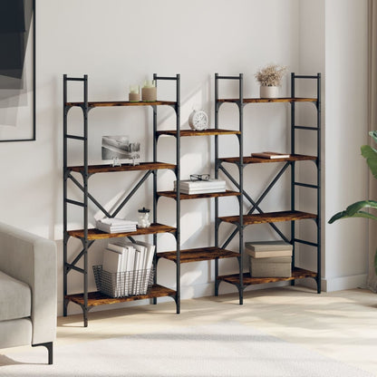Boekenkast 160X28,5X136,5 Cm Bewerkt Hout Kleurig Gerookt Eiken 160 cm