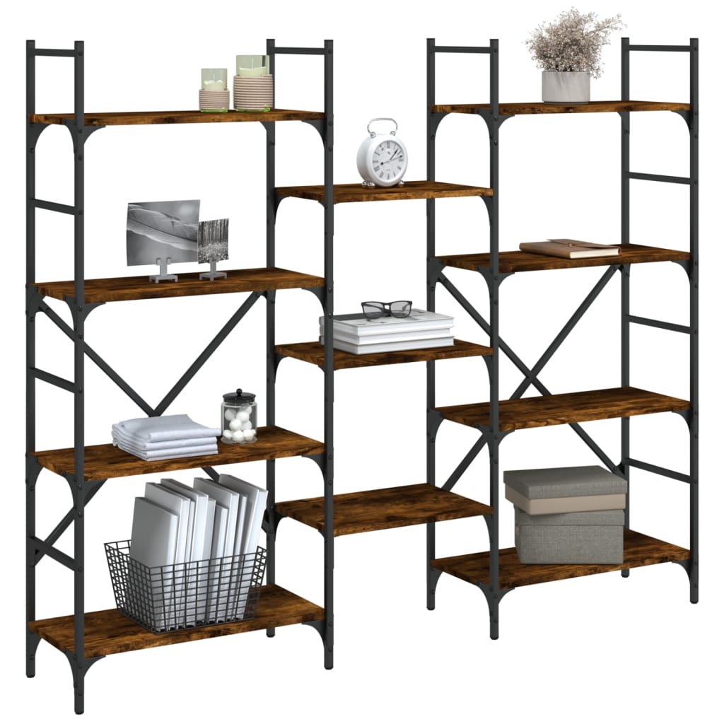Boekenkast 160X28,5X136,5 Cm Bewerkt Hout Kleurig Gerookt Eiken 160 cm