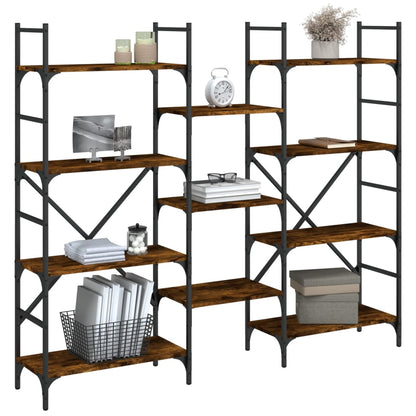 Boekenkast 160X28,5X136,5 Cm Bewerkt Hout Kleurig Gerookt Eiken 160 cm