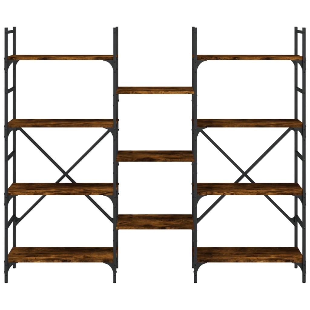 Boekenkast 160X28,5X136,5 Cm Bewerkt Hout Kleurig Gerookt Eiken 160 cm