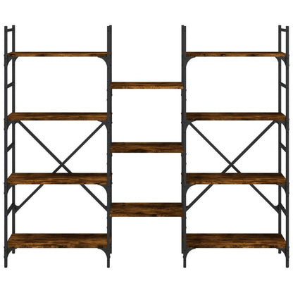Boekenkast 160X28,5X136,5 Cm Bewerkt Hout Kleurig Gerookt Eiken 160 cm