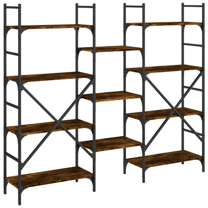 Boekenkast 160X28,5X136,5 Cm Bewerkt Hout Kleurig Gerookt Eiken 160 cm