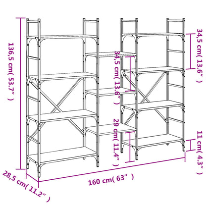 Boekenkast 160X28,5X136,5 Cm Bewerkt Hout Kleurig Gerookt Eiken 160 cm