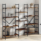 Boekenkast 160x28,5x136,5 cm gerookt eiken metaal