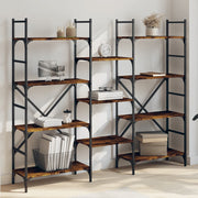Boekenkast 160x28,5x136,5 cm gerookt eiken metaal