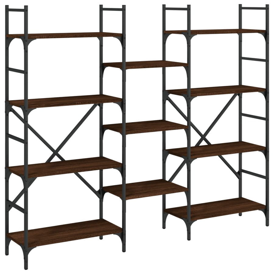 Boekenkast 60X28,5X36,5 Cm Bewerkt Hout Bruineikenkleurig 160 x 28.5 x 136.5 cm bruin eikenkleur