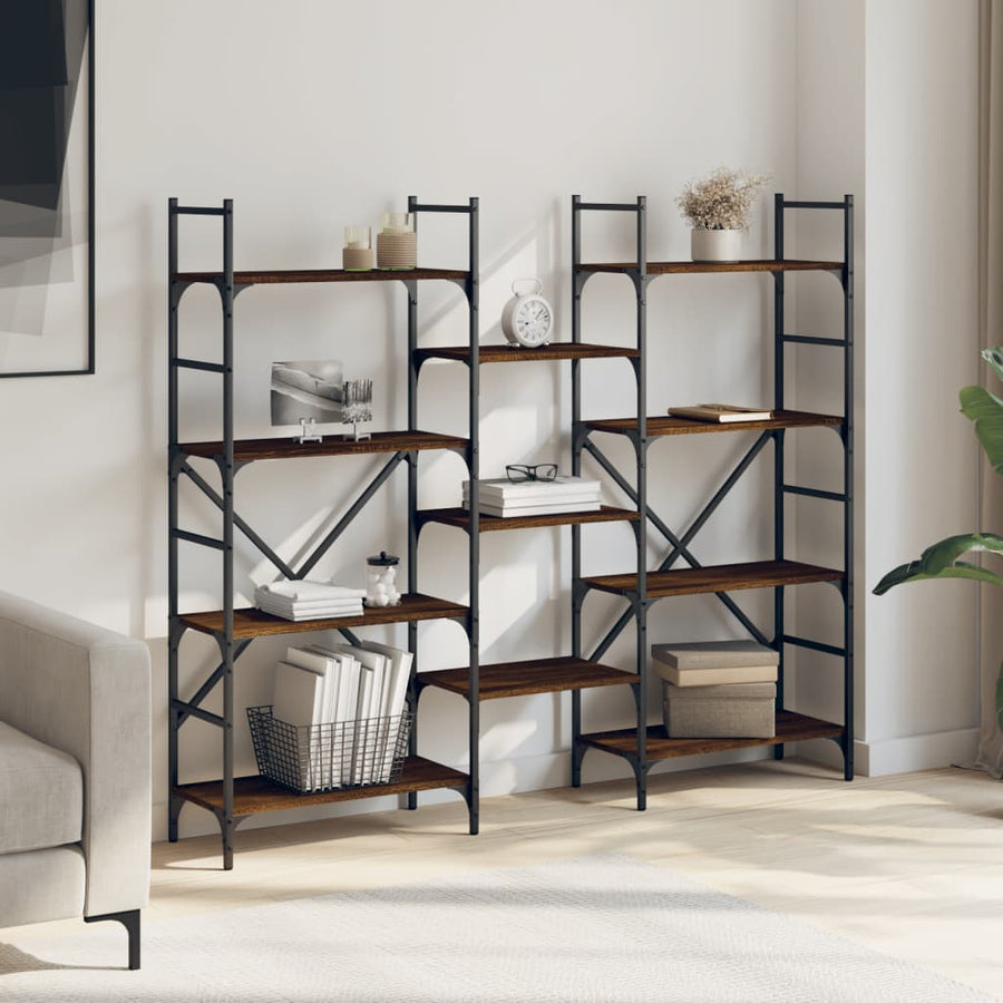Boekenkast 60X28,5X36,5 Cm Bewerkt Hout Bruineikenkleurig 160 x 28.5 x 136.5 cm bruin eikenkleur