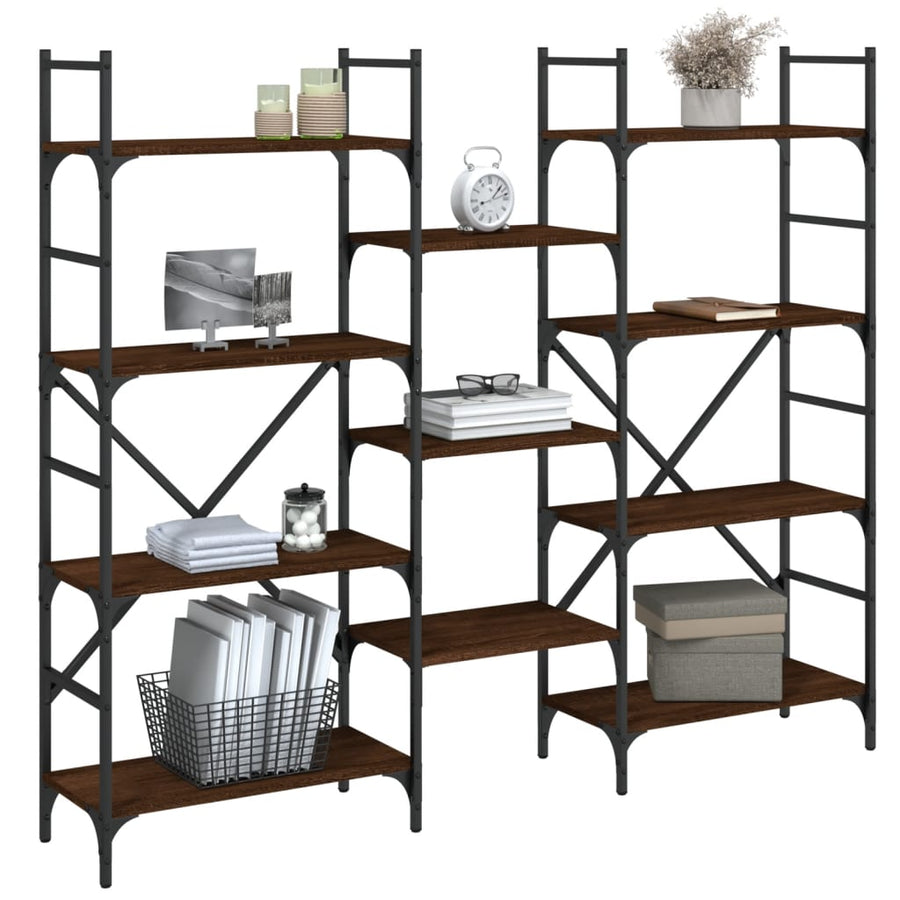 Boekenkast 60X28,5X36,5 Cm Bewerkt Hout Bruineikenkleurig 160 x 28.5 x 136.5 cm bruin eikenkleur