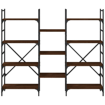 Boekenkast 60X28,5X36,5 Cm Bewerkt Hout Bruineikenkleurig 160 x 28.5 x 136.5 cm bruin eikenkleur