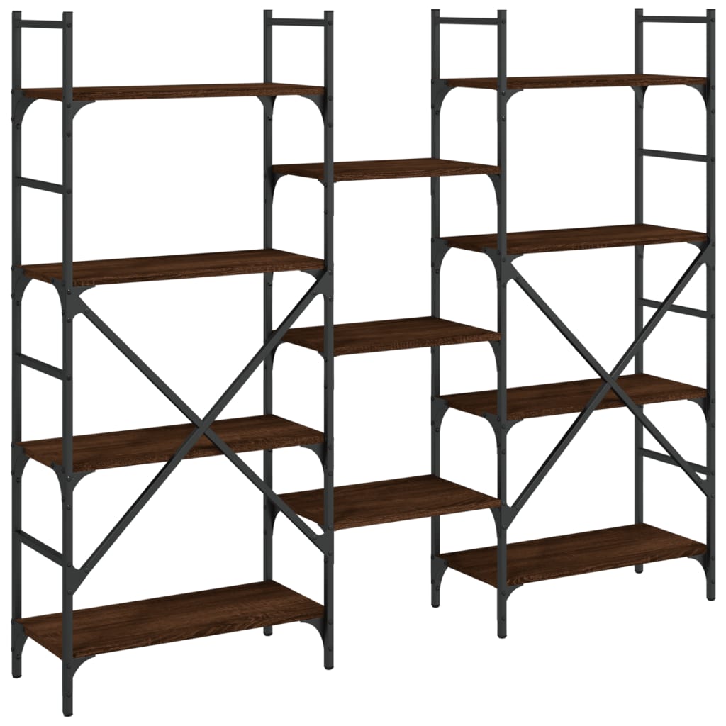 Boekenkast 60X28,5X36,5 Cm Bewerkt Hout Bruineikenkleurig 160 x 28.5 x 136.5 cm bruin eikenkleur