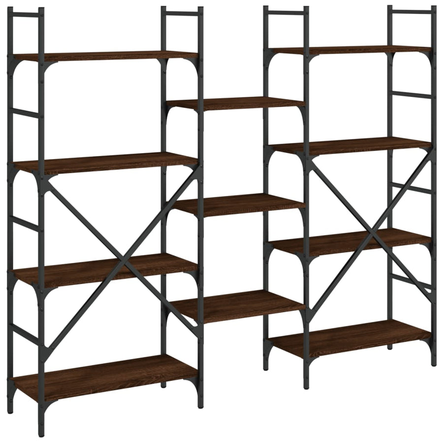 Boekenkast 60X28,5X36,5 Cm Bewerkt Hout Bruineikenkleurig 160 x 28.5 x 136.5 cm bruin eikenkleur