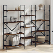 Boekenkast 160x28,5x136,5 cm bewerkt hout bruineiken