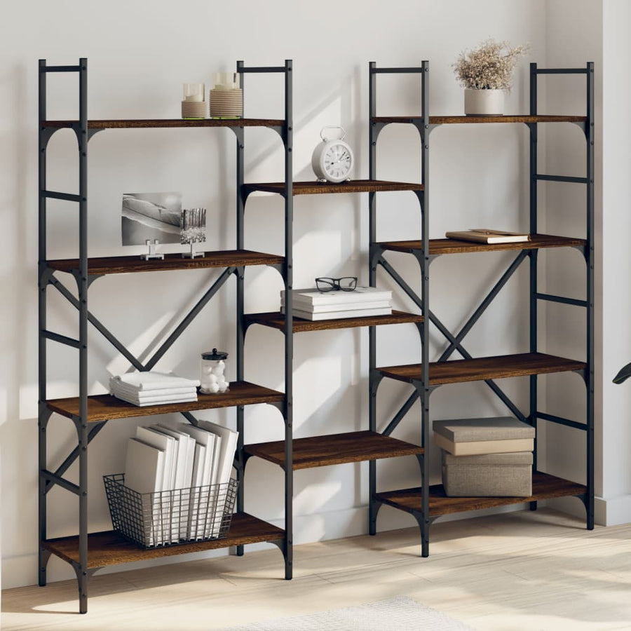 Boekenkast 60X28,5X36,5 Cm Bewerkt Hout Bruineikenkleurig 160 x 28.5 x 136.5 cm bruin eikenkleur