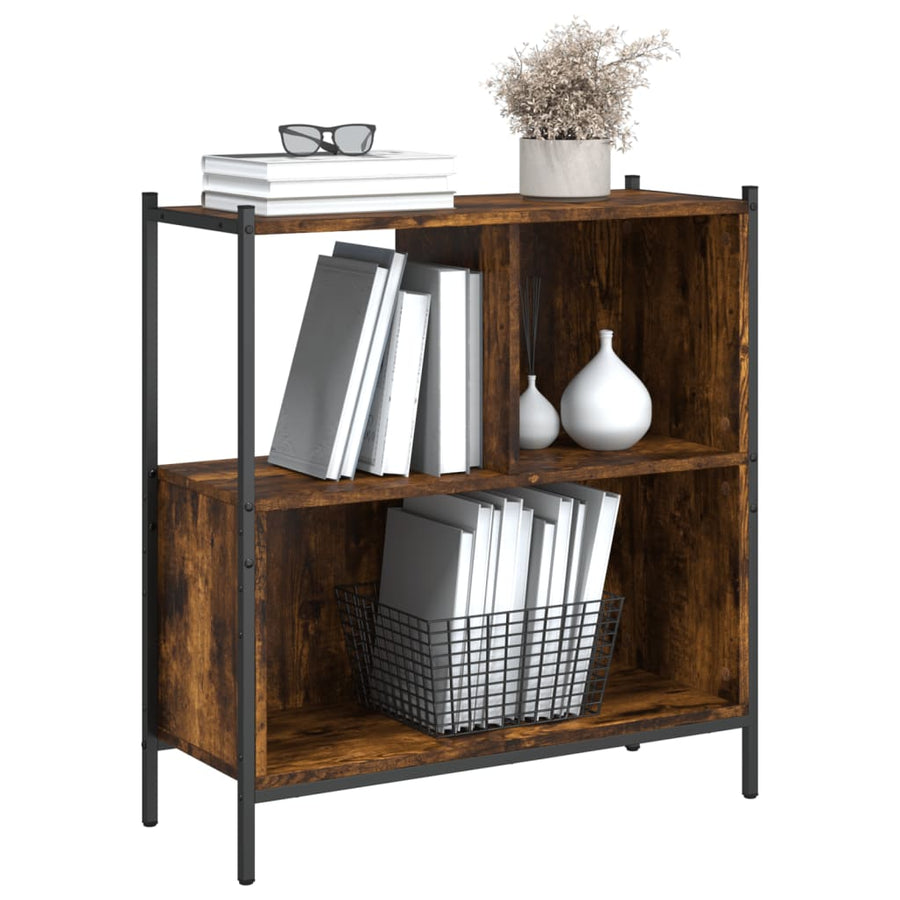 Boekenkast 72X28X77,5 Cm Bewerkt Hout Kleurig 72 x 28 x 77.5 cm Gerookt eiken