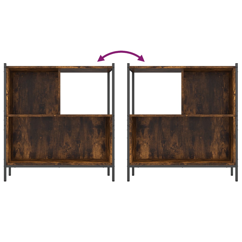 Boekenkast 72X28X77,5 Cm Bewerkt Hout Kleurig 72 x 28 x 77.5 cm Gerookt eiken