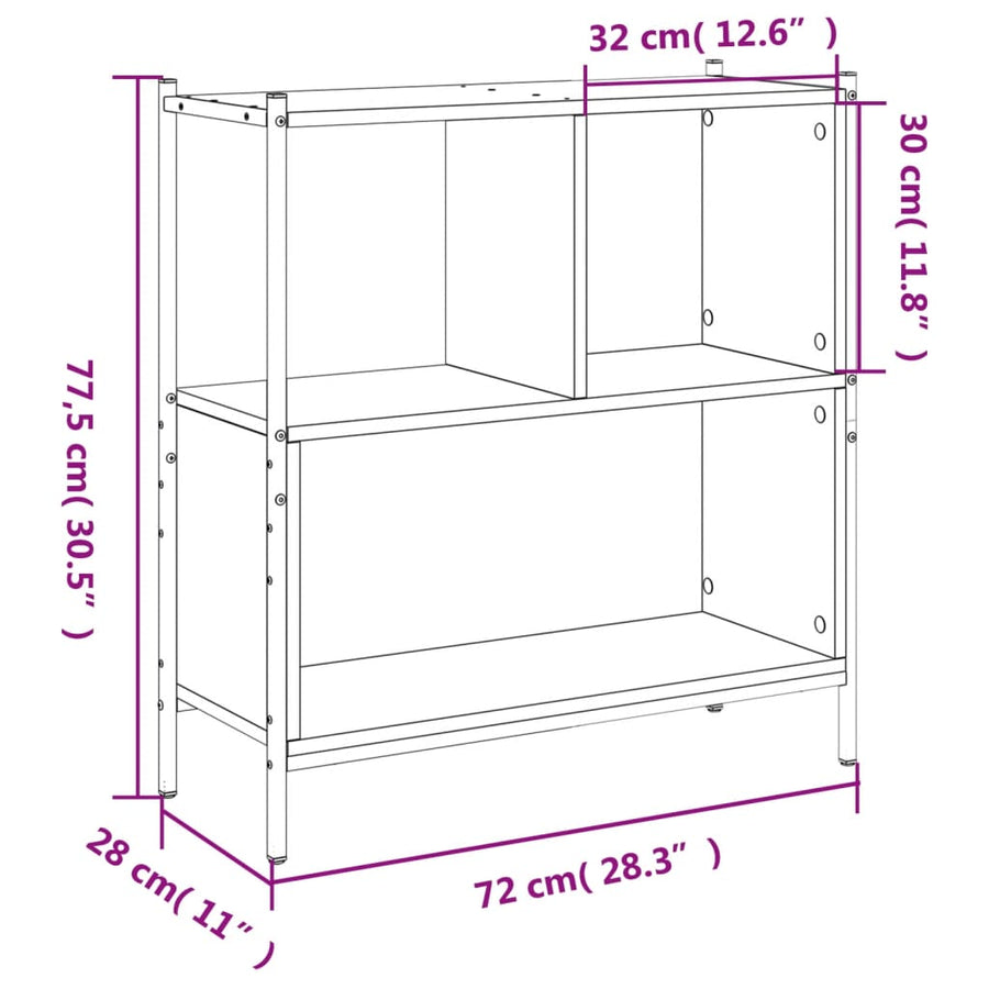 Boekenkast 72X28X77,5 Cm Bewerkt Hout Kleurig 72 x 28 x 77.5 cm Gerookt eiken