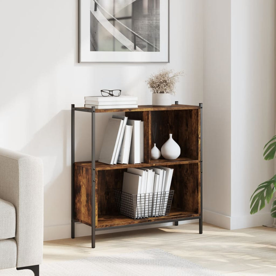 Boekenkast 72X28X77,5 Cm Bewerkt Hout Kleurig 72 x 28 x 77.5 cm Gerookt eiken