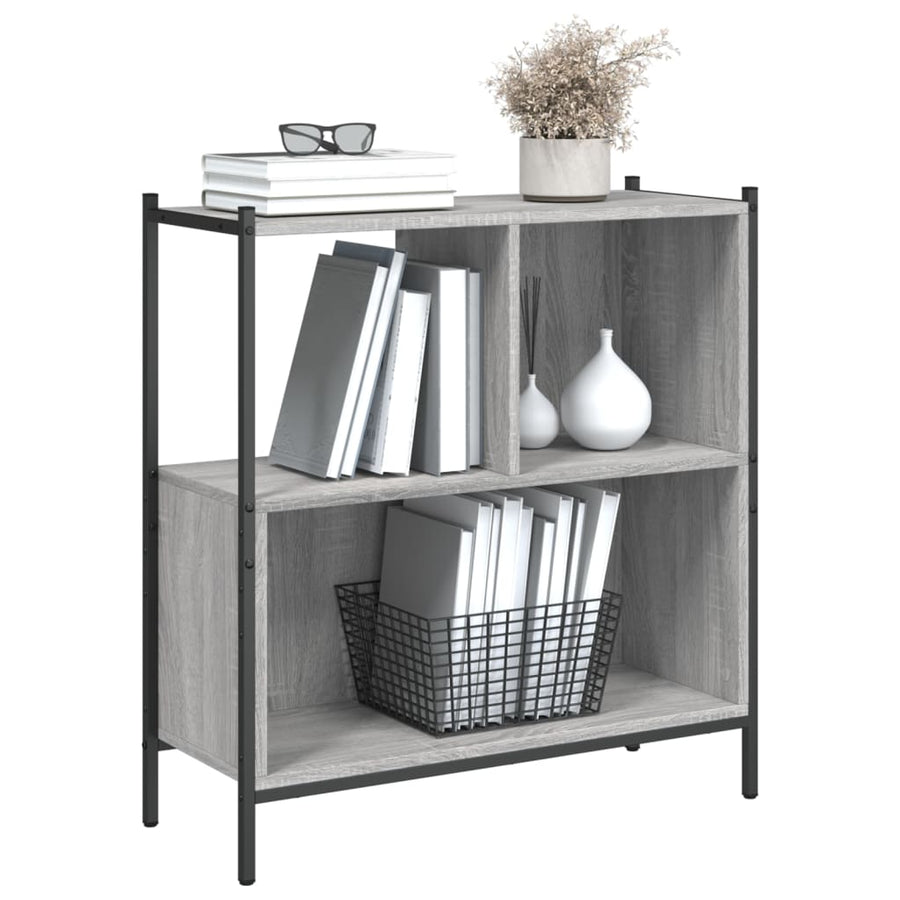 Boekenkast 72X28X77,5 Cm Bewerkt Hout Eikenkleur 72 x 28 x 77.5 cm Grijs sonoma
