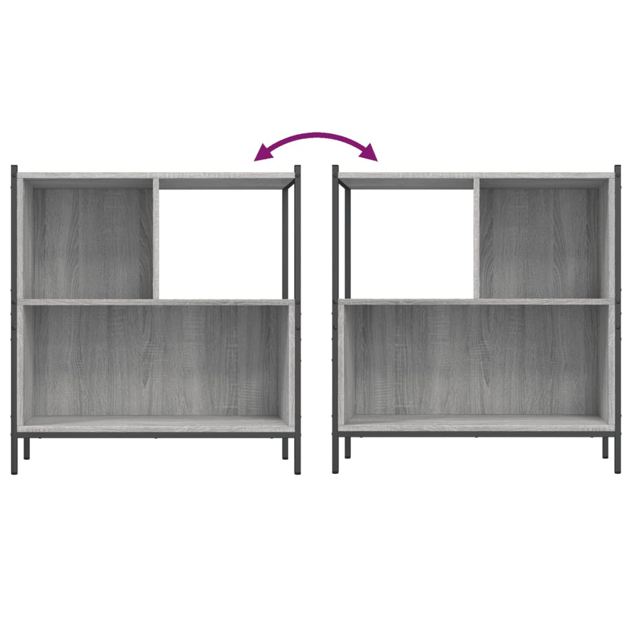 Boekenkast 72X28X77,5 Cm Bewerkt Hout Eikenkleur 72 x 28 x 77.5 cm Grijs sonoma