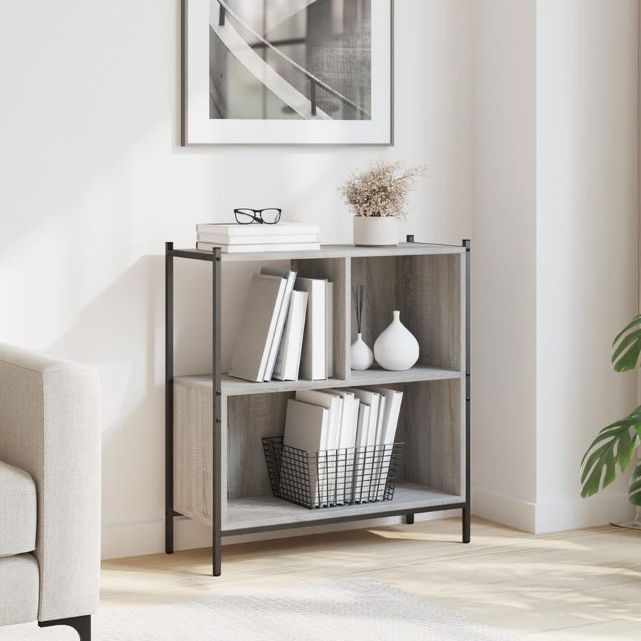 Boekenkast 72X28X77,5 Cm Bewerkt Hout Eikenkleur 72 x 28 x 77.5 cm Grijs sonoma