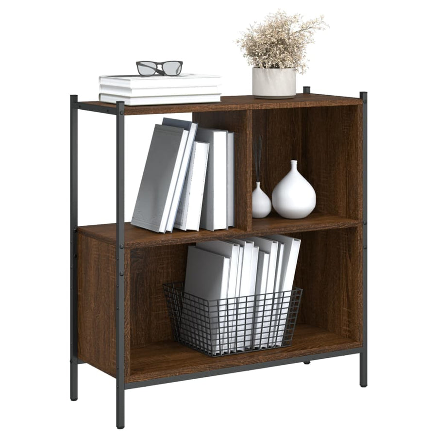Boekenkast 72X28X77,5 Cm Bewerkt Hout Bruineikenkleurig 72 x 28 x 77.5 cm bruin eikenkleur