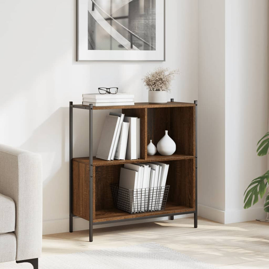 Boekenkast 72X28X77,5 Cm Bewerkt Hout Bruineikenkleurig 72 x 28 x 77.5 cm bruin eikenkleur
