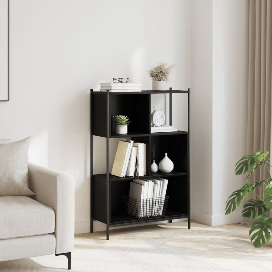Boekenkast Bewerkt Hout 72 x 28 x 109 cm Zwart