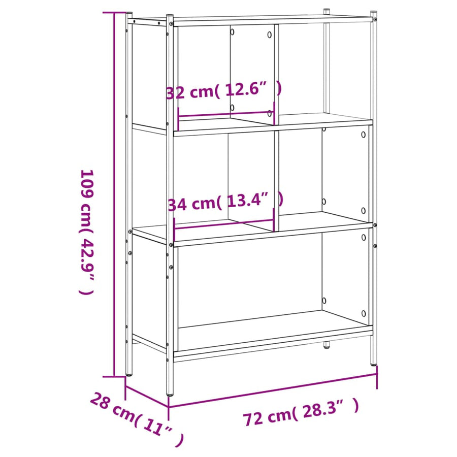 Boekenkast Bewerkt Hout 72 x 28 x 109 cm Zwart