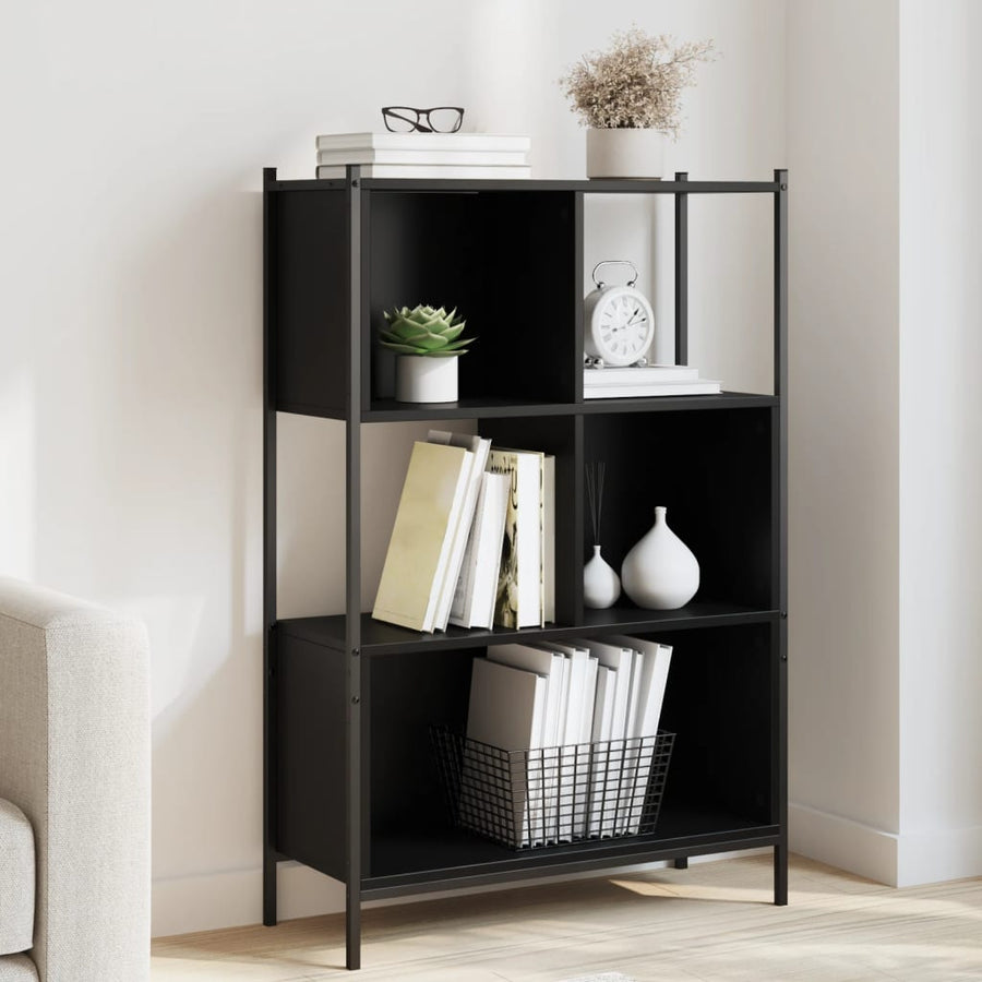 Boekenkast Bewerkt Hout 72 x 28 x 109 cm Zwart