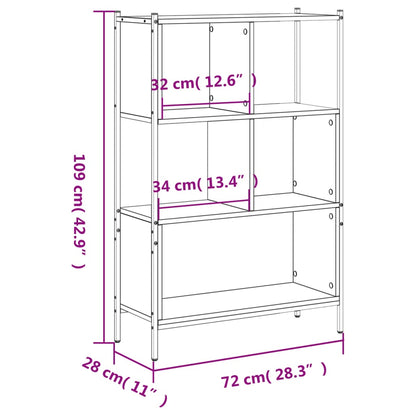 Boekenkast Bewerkt Hout Kleurig 72 x 28 x 109 cm Gerookt eiken