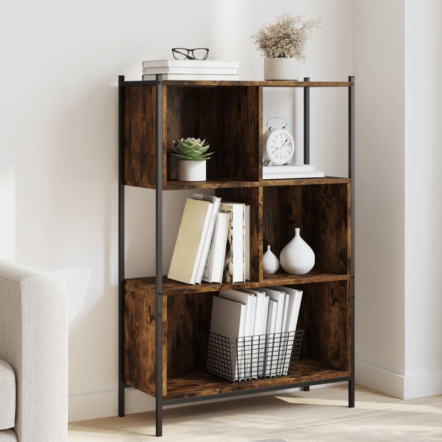 Boekenkast Bewerkt Hout Kleurig 72 x 28 x 109 cm Gerookt eiken