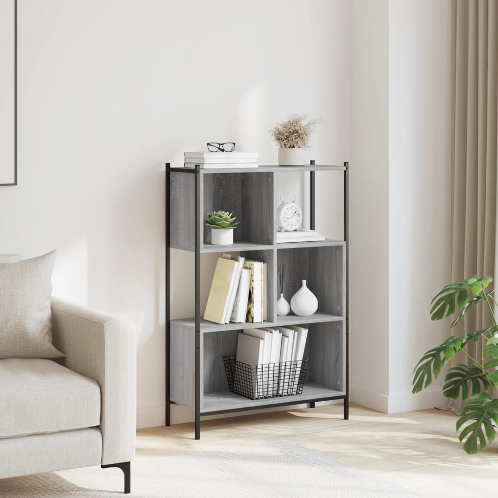 Boekenkast Bewerkt Hout Eikenkleurig 72 x 28 x 109 cm Grijs sonoma